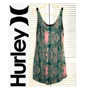 Hurley Mini Snakeskin shift Dress Green and Pink Medium